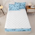 thumbnail image 4 of Homewish Wild Dinosaur Zipper Queen Comforter Set with Fitted Sheet and 2 Pillowcases,Safari Animals Sketch Zipper Bedding Set,Blue,Reversible,4pcs, 4 of 8