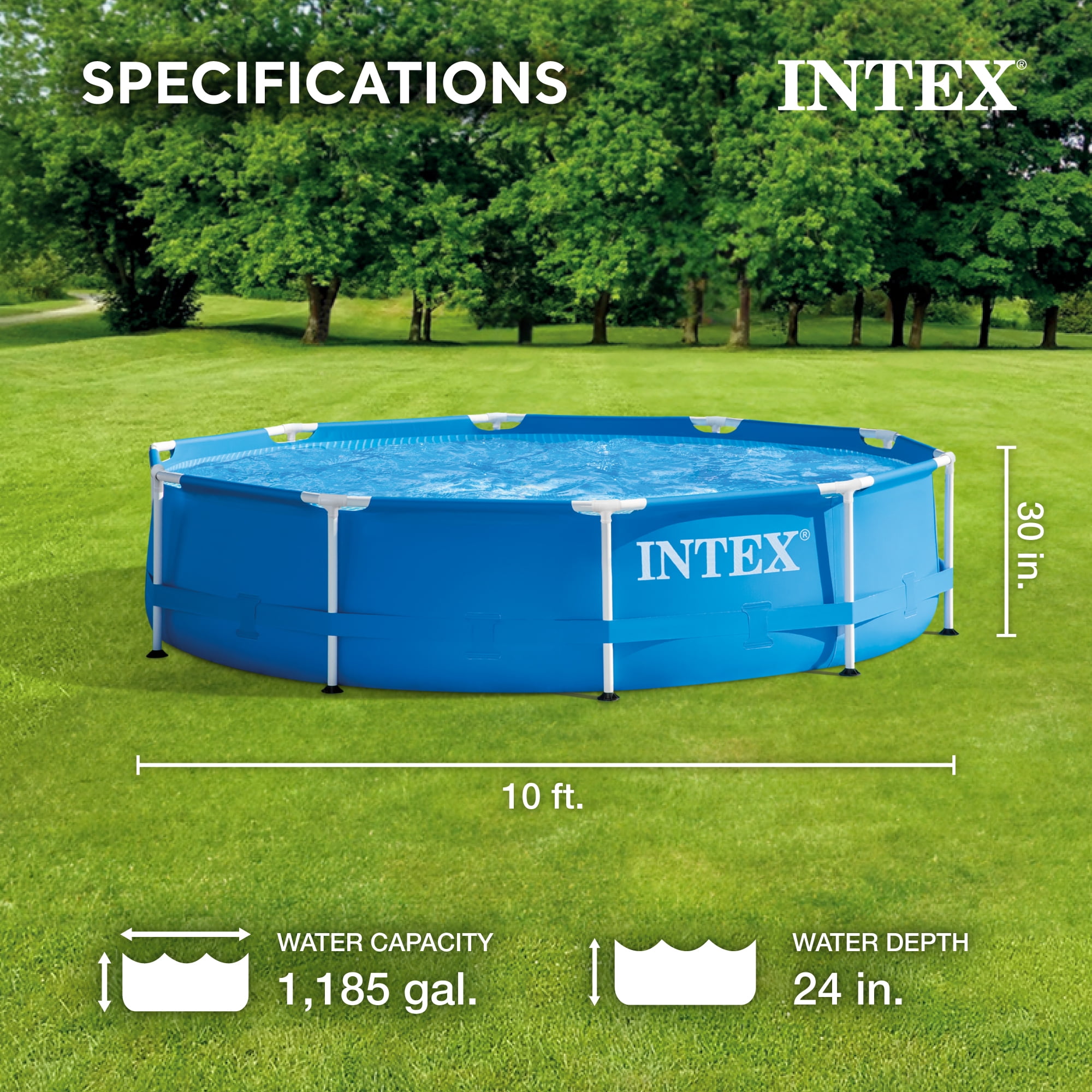 Open Box Intex 10'x30" Above Ground Round Swimming Pool, Pump Not Included