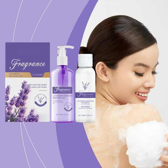 ZTTD Lavender Scented Shampoo & Bath Set Gentle Cleansing & Moisturizing Body Skin Scalp Wash Set(Shampoo 100ml + Shower Gel 100ml) Beauty Tool Shower Milk