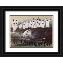 Unknown 24x18 Black Ornate Wood Framed with Double Matting Museum Art Print Titled - Black Baptism