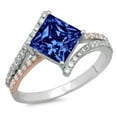 thumbnail image 3 of 2.3075 ct Princess Cut Simulated Tanzanite Solitaire with Simulated Diamond Accents 18K White/Rose Gold Womens Engagement Ring, 3 of 5