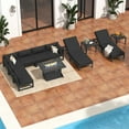 thumbnail image 3 of RADIATA 11-Piece Modern Aluminum Patio Furniture Set with High-Back Seating, Aluminum Outdoor Sectional Sofa with Chaise Lounges and Fire Pit Table, 500 lbs Weight Capacity, Black, 3 of 9