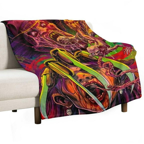 Horror Blanket Movie Flannel Throw Blankets Soft Pile Cozy Plush Throw Blanket for All Seasons, 3D Printed Warm Blanket for Sofa Beds Home Decor