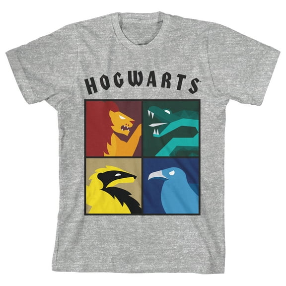 Harry Potter Hogwarts Mascot Art Youth Athletic Heather T-shirt-Small