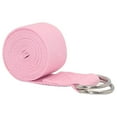 thumbnail image 2 of Yoga Strap for Stretching | Non-Elastic Cotton Linen Yoga Belt with Adjustable D-Ring Buckle | Pilates Dance Strap | Improves Flexibility & Posture | Physical Therapy | 98.4in Long | Pink | 1 Pack, 2 of 9