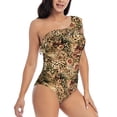 thumbnail image 3 of Gukieu Animal Leopard Print One-shoulder Ruffled One-piece Swimsuit with Removable Chest Pads and Tummy-control Swimsuit for Women-Large, 3 of 6