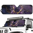 thumbnail image 2 of Uorisanigo Windshield Sunshade Sun Shade Heat Shield Sun Visor Mat Compatible with Wrangler JK JKU TJ 1997-2018 Folding Purple Butterfly Marble Windshield Cover Block UV Rays and Heat, 2 of 7