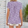 thumbnail image 4 of Blusa de verano para mujer, blusa informal holgada con manga corta de pétalos y estampado floral con cuello en V para mujer, color morado XXL, 4 of 6