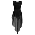 thumbnail image 2 of Kaerm Girls Lyrical Dance Costume Sleeveless High-low Hem Morden Contemporary Flowy Leotard Dress Black 6, 2 of 8