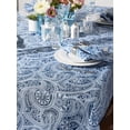 thumbnail image 5 of Contemporary Home Living 60" Blue and White Floral Round Spill-Proof Tablecloth, 5 of 8