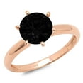 thumbnail image 2 of 2.5 ct Round Cut Natural Onyx Solitaire Engagement Ring for Women in 14K Rose Gold, 2 of 2