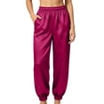 thumbnail image 3 of Zulora Women's Satin Jogger Pants High Waisted Elastic Ankle Sleepwear with Side Pockets Casual Lounge Pajama Trousers, 3 of 10