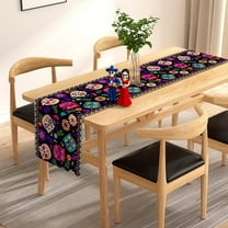 Day of The Dead Table Runner Dia De Los Muertos Sugar Skull Table Decor Mexico Holiday Party Kitchen Dining Room Home Decoration (13.8" x 90")