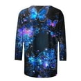 thumbnail image 6 of ZQGJB Cute Butterfly Print Shirts for Women Dressy Casual 3/4 Lenght Sleeve Round Neck Graphic T-Shitrs Top Loose Fit Comfy Tunic Tees Blouse Multicolor#01 XXL, 6 of 6