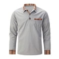 thumbnail image 5 of Camisa deportiva de manga corta con solapa y bolsillo para hombre, primavera-verano - Tejido transpirable, rayas en contraste, poliéster, entrenamiento/uso diario - S-XXXL, 5 of 5