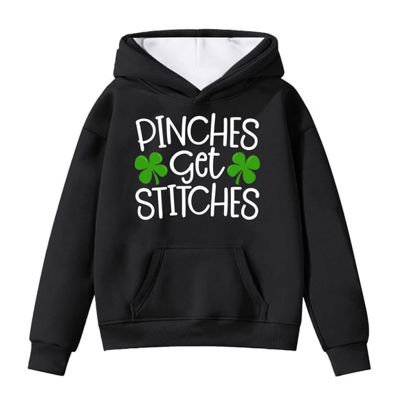 Kiijoy St. Patrick's Day Hoodie for Girls Letter Print Pullover Sweatshirt, Sizes 3-4