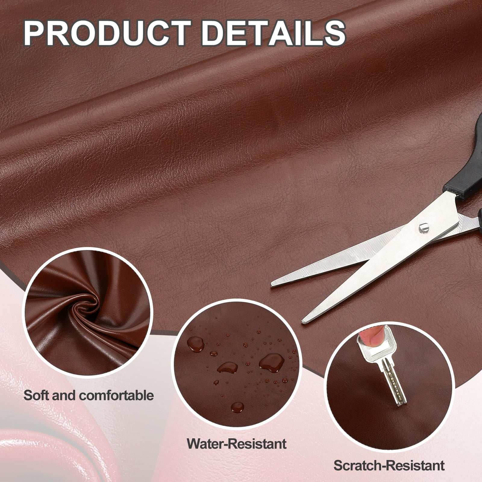 Uxcell Faux Leather Fabric, 1 Yard Waxed PU Leather Upholstery Fabric for DIY Crafts, Dark Brown