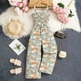 thumbnail image 2 of CUZIBR Toddler Girls Sleeveless Flowers Prints Bowknot Tops Bottoms Jumpsuit Oneise Clothes Cozy Dailywear For Child, 2 of 8
