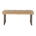 thumbnail image 4 of Roman Industrial Bench in Antique Metal and Camel Faux Leather Cushion by LumiSource, 4 of 6