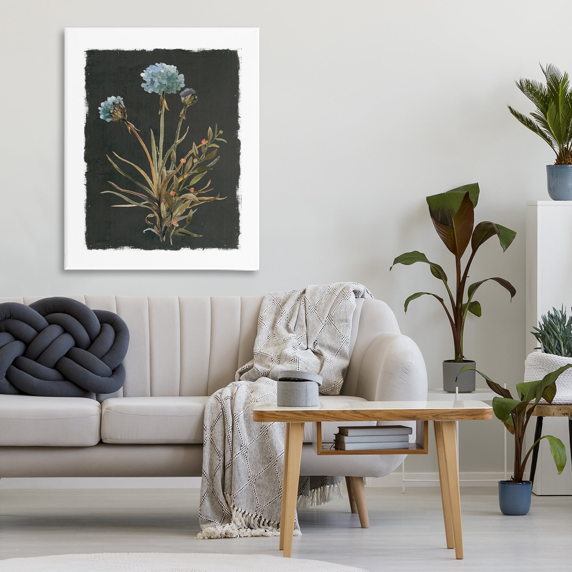 Stupell Industries Cerulean Bloom on Dark Green Canvas Wall Art, design by Carol Robinson