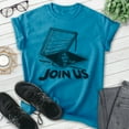 thumbnail image 2 of Join Us T-shirt, Unisex Women's Men's Shirt, Horror Movie Classic Film Lover Halloween Gift, Heather Blue, 3X-Large, 2 of 6