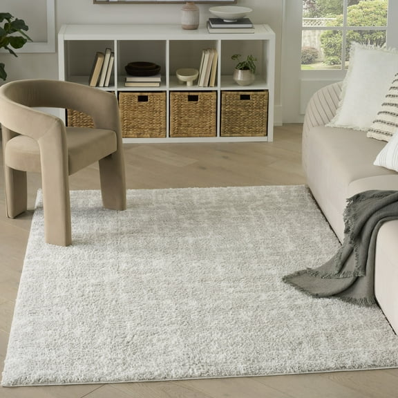 Nourison Modern Shag 5'3" x 7' Grey Ivory Modern Indoor Rug