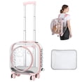 thumbnail image 2 of Dbuoem Transparent Pet Trolley Box,Cat Carrier with Wheels,Hard Shell Pet Rolling Backpack with Telescopic Handle,Detachable Shoulder Strap,for Outdoor, 2 of 7