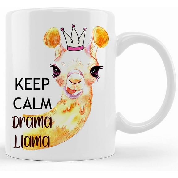 Keep Calm Drama Llama Alpaca Animal Ceramic Coffee Cup Mug 11oz, Ceramic Novelty Coffee Mug, Tea Cup, Gift Present For Birthday, Christmas Thanksgiving Festival, 11oz Sarcasm Wi