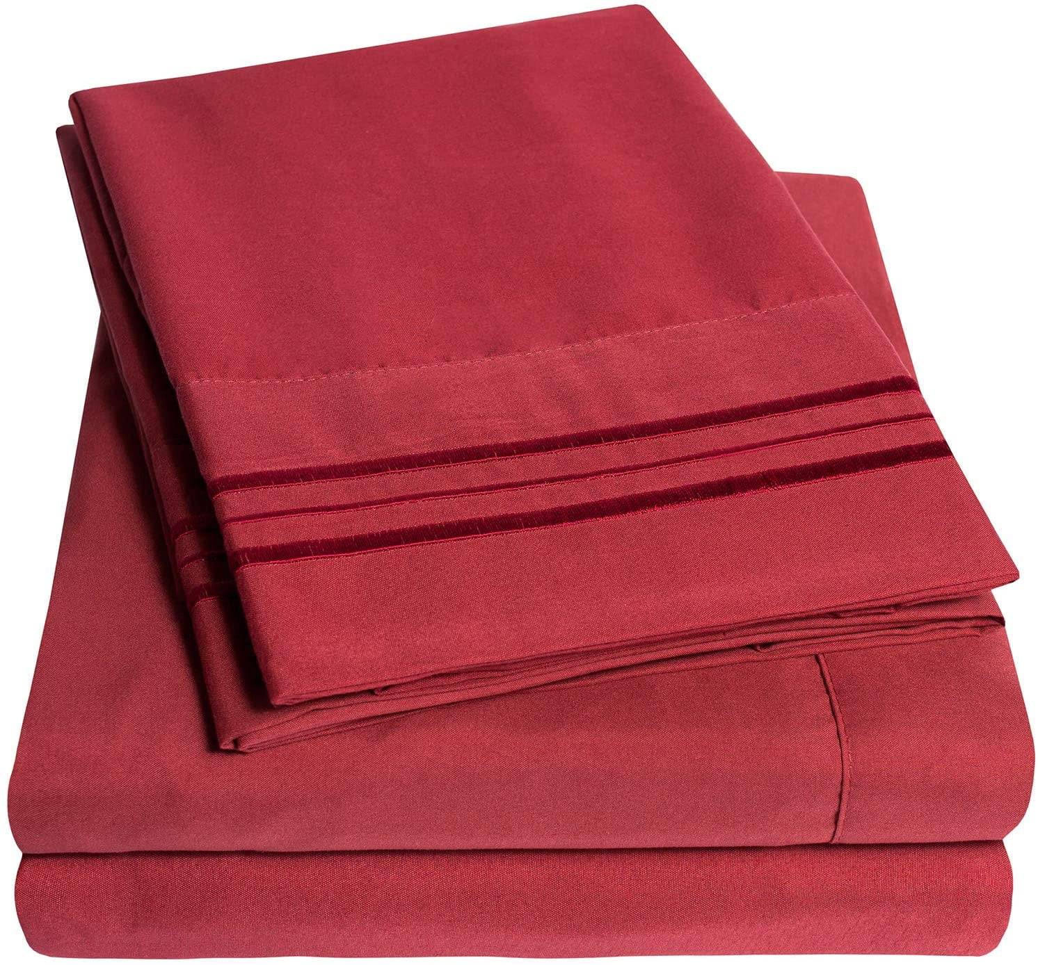 Burgundy 21” Extra Deep Pocket Ultra Soft Fitted Sheet with Corner Straps,King 