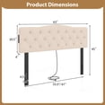 thumbnail image 3 of Gymax Headboard for Queen & Full Size Bed Tufted Upholstered Head Board w/2AC Outlets Beige, 3 of 10