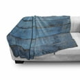 thumbnail image 3 of Rustic Soft Flannel Fleece Throw Blanket, Vintage Horizontal Planks Antique Murky Fashioned Old Wood Board Picture, Cozy Plush for Indoor and Outdoor Use, 50" x 70", Sky Blue and Petrol, by Ambesonne, 3 of 6