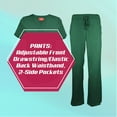 thumbnail image 6 of Natural Uniforms Women's Ultra Soft Stretch Drop-Neck 2 Pocket Scrub Top and Pants 82009200N (Hunter Green, Medium), 6 of 7