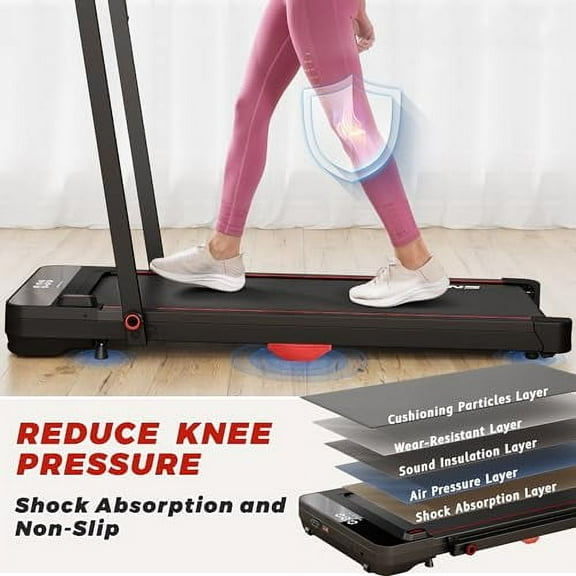 2 in 1 Treadmill, Walking Pad, 2.5HP Folding Treadmill with Remote Control LED Display, Portable Treadmill for Home/Office with 265lbs Weight Capacity