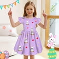 thumbnail image 2 of Easter Bunny Print Girls Dress - Flutter Sleeve Party Outfit, Casual Summer Playwear for Toddler Baby Girls and Spring Holidays, 2 of 4