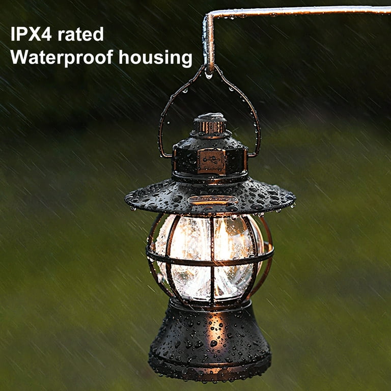 X19 camping light, rechargeable retro metal camping light, battery operated  hanging candle light, portable waterproof outdoor tent light bulb, suitable  for power outages, emergency lighting, outdoor camping White - KENTFAITH