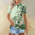 thumbnail image 2 of Mohiass Womens Cotton Polo Shirts Collared Short Sleeve 2024 Lapel Tops Summer Wicking Floral Print Dressy Lightweight Button Down Shirt Green M, 2 of 5