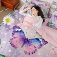 thumbnail image 4 of Castle Fairy Flying Gradient Butterflies 7-Piece Twin Bedding Sets,Abstract Ombre Watercolor Bedding Comforter Set,Dreamy Princess Breathable Sheet Sets,Luxury Bedroom Decor, 4 of 8