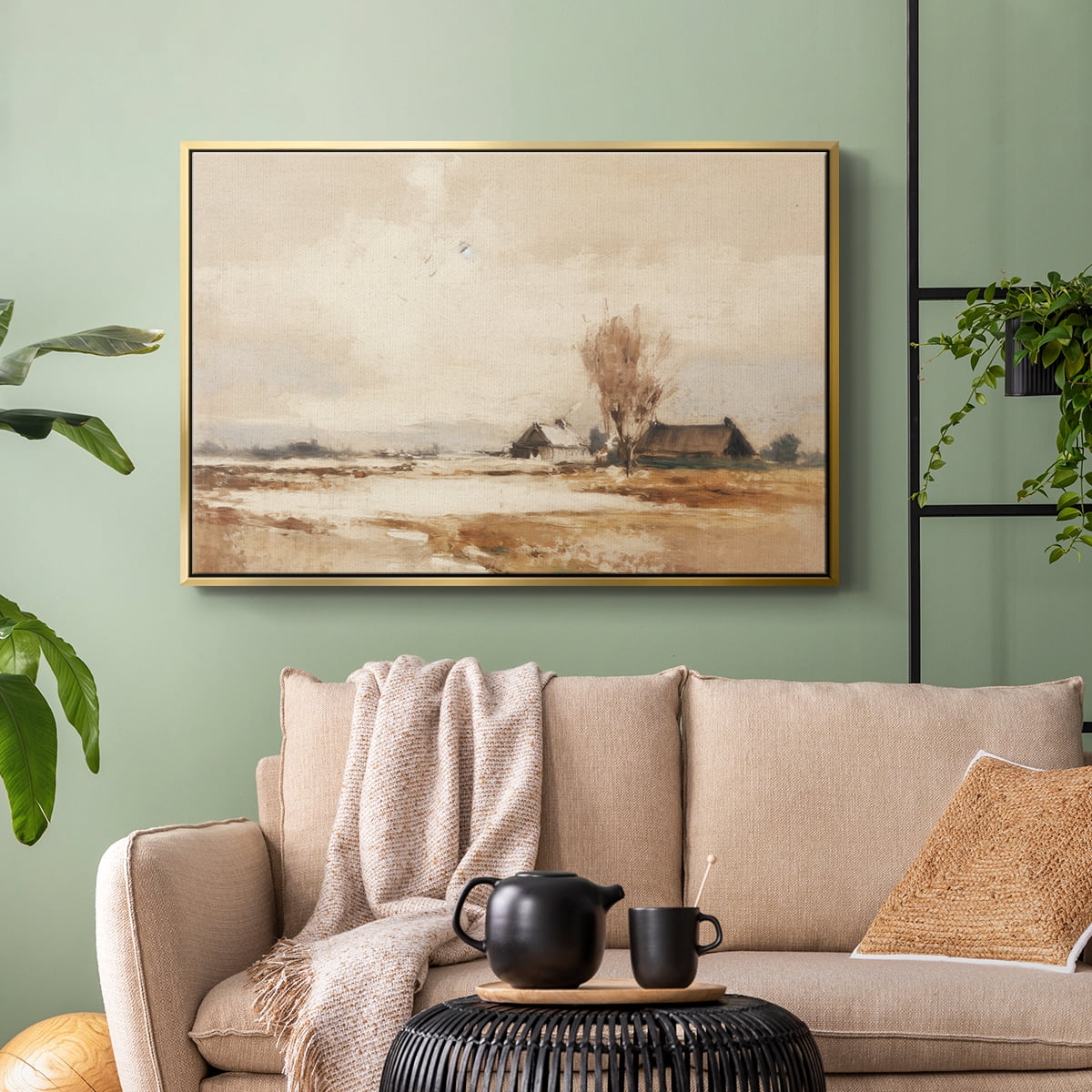 Vintage Landscape-III By Wexford Home Framed in Gold Wood Gallery Wrapped Canvas 17 in. x 25 in.