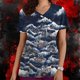 thumbnail image 1 of Fiudx Ofertas Flash Artículos En Oferta Top de Trabajo con Bolsillo y Manga Corta con Estampado de Halloween y Cuello En V para Mujer, 1 of 5