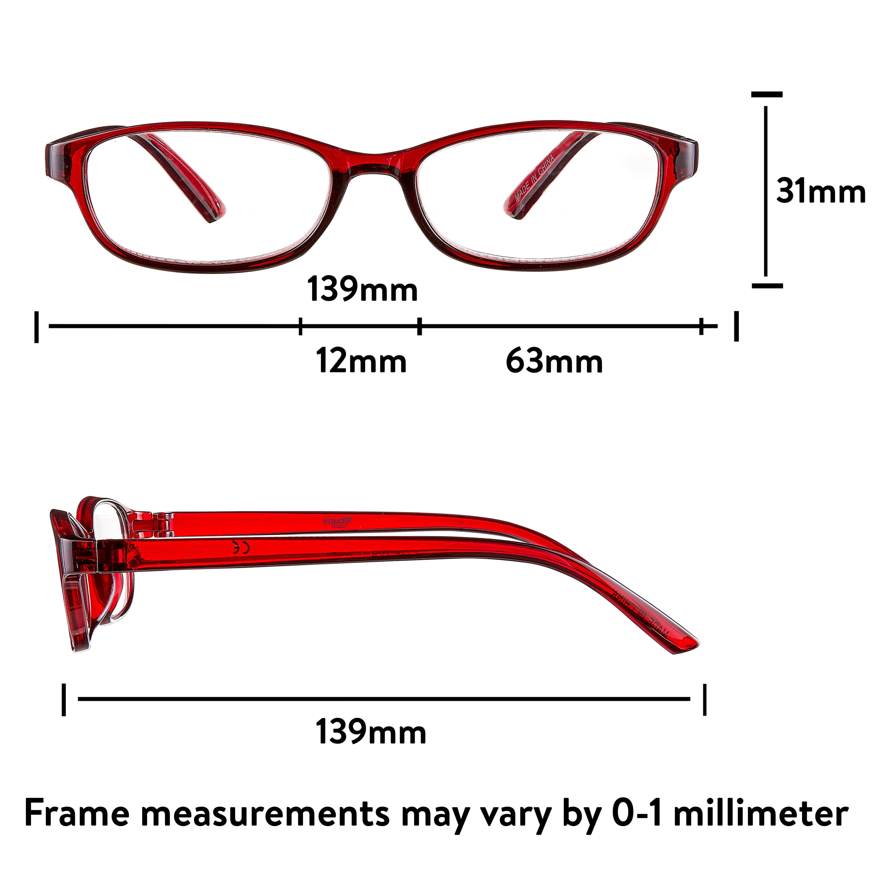 Equate 3-pack Women's Rectangular Reading Glasses Ts-2012, +1.75