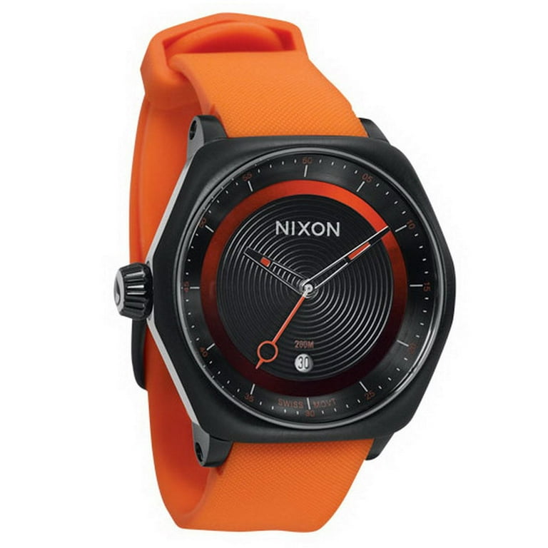 Nixon Men's A271577 The Decision Black Dial Black IP Steel Orange