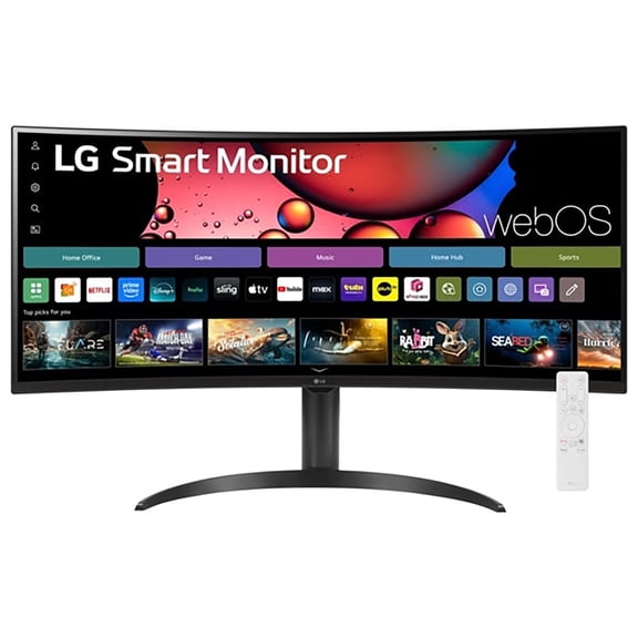 LG 34 Inch Smart Monitor WQHD 1440P Curved Screen 100Hz with Adjustable Stand