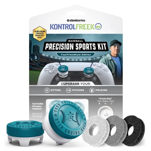 KontrolFreek Precision Sports Baseball Kit –YourFriendKyle (YFK) Edition - PS5/PS4 Controller - Blue and White
