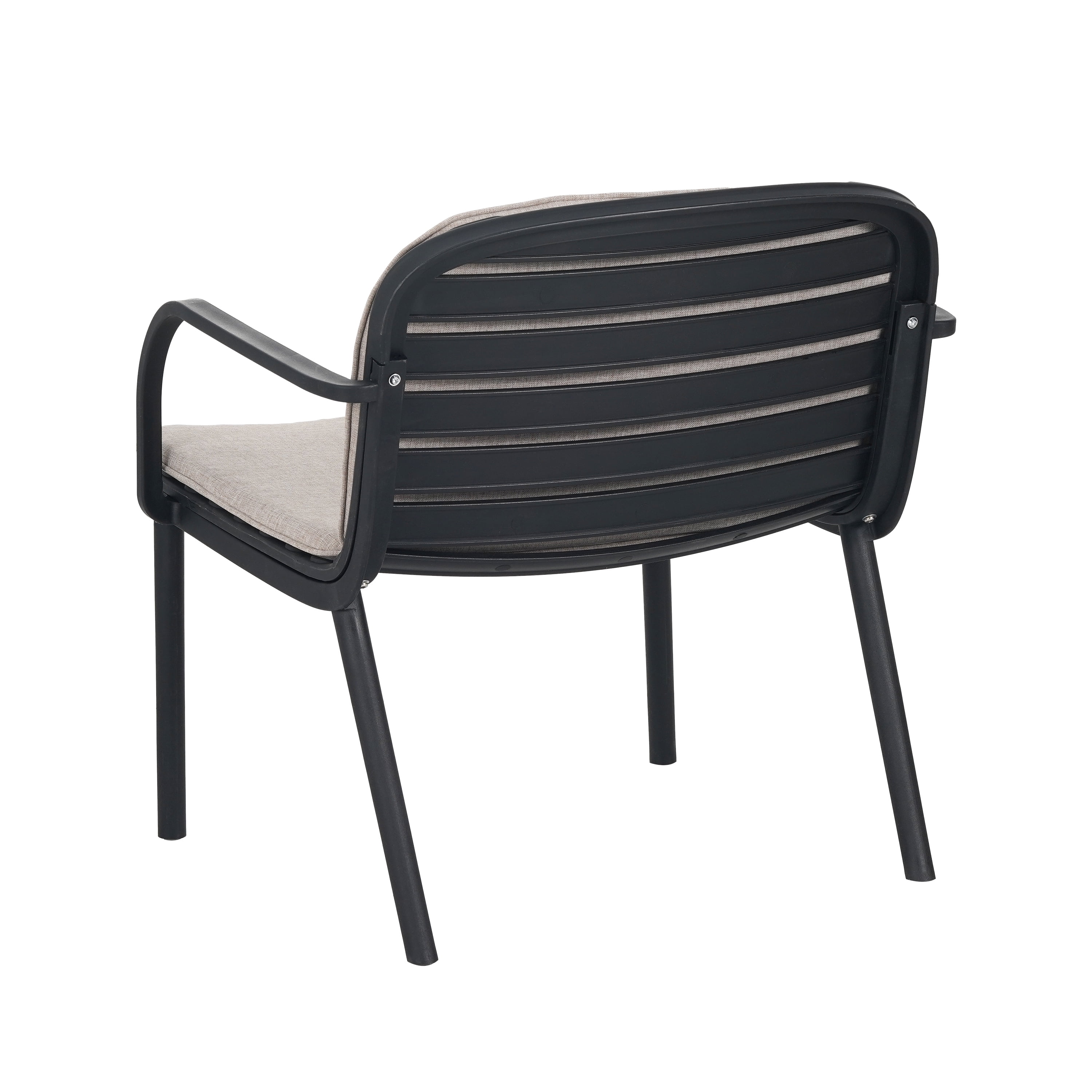 Patio Chair Set, Outdoor Club Stools with High-Density PP Frame and Water-Repellent Fabric Cushion, Lightweight Portable Design for Garden and Backyard, Set of 2 Chairs, Black