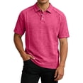 thumbnail image 2 of Hogleaql Men's Short Sleeve Polo Shirt Soft Fashion Collared Casual Loose Fit Button Summer Shirts Solid Men's Tops Hot Pink M, 2 of 3