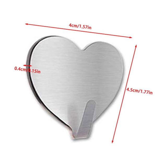 Ganchos Adhesivos NikouMX en Forma de Corazón 10 Piezas Acero Inoxidable