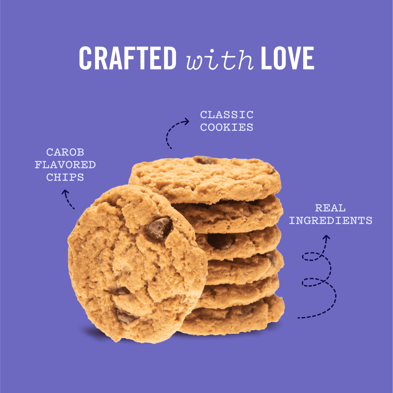 (6 pack) Three Dog Bakery Cookies with Carob Flavored Chips, Baked Dog Treats, 13 oz