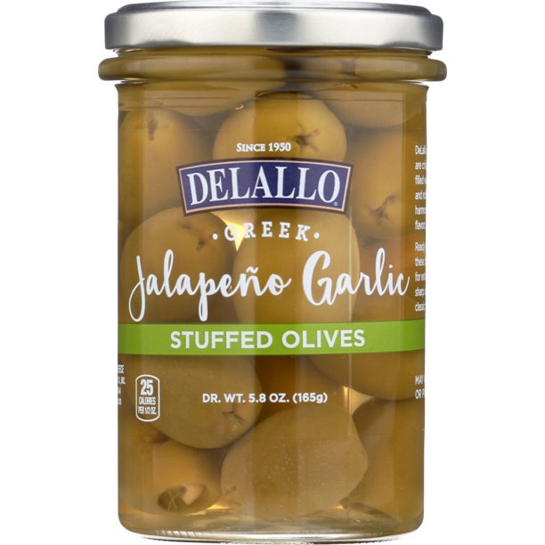 Delallo Garlic & Jalapeno Stuffed Green Greek Olives, 5.8 Oz Walmart