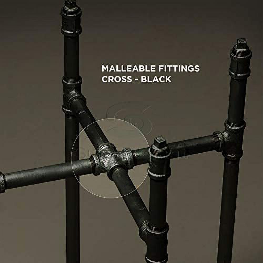 Supply Giant BMCR0100 Black Malleable Cross Fitting, 1"