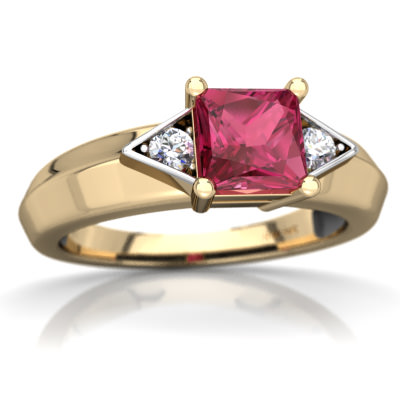 Pink Tourmaline Art Deco Ring in 14K Yellow Gold by